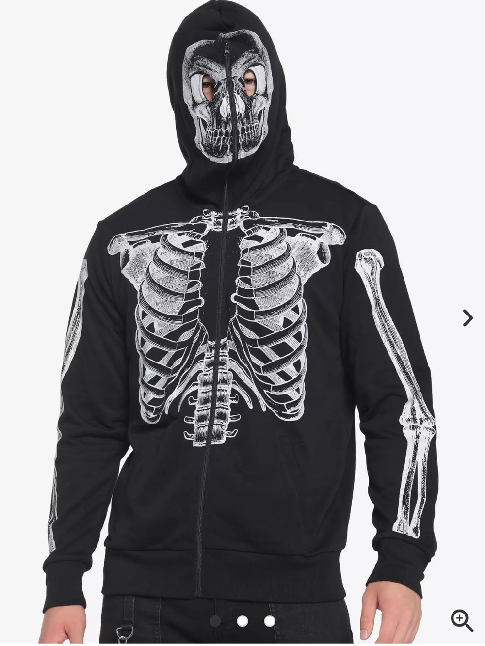 Hot Topic Full Face Skeleton Hoodie Sweater Men’s Medium Zip Up CC